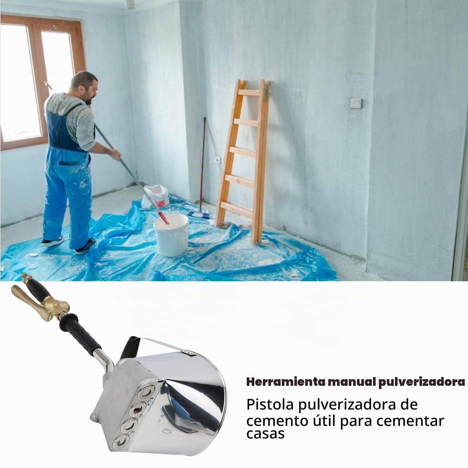 Rociador de Mortero de 4 Chorros, Multifuncional Tolva Pulverizador de Yeso de Estuco de Hormigón, Tolva de Pulverización de Mortero de Pared Pesada, Herramienta de Pared