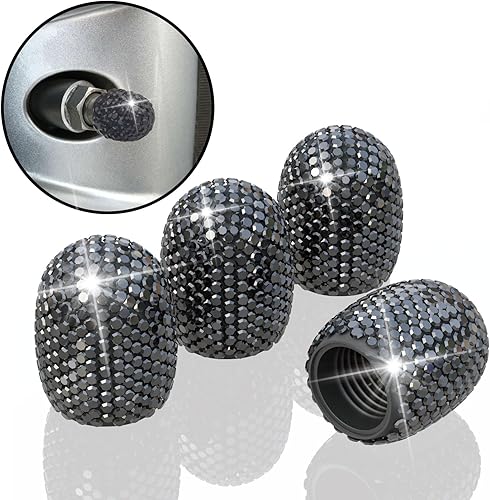 Miniatura 11 de 4 tapas de vástago de válvula de neumático de automóvil, tapa de aire brillante para automóvil, cubiertas de vástago universales, revestimiento de