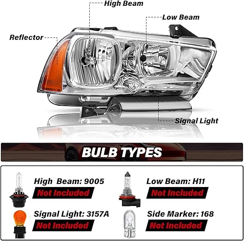 Miniatura 2 de Bingbingmotor BRYGHT - Conjunto de faros delanteros para Dodge Charger 2011 a 2014 para lado del conductor y del pasajero