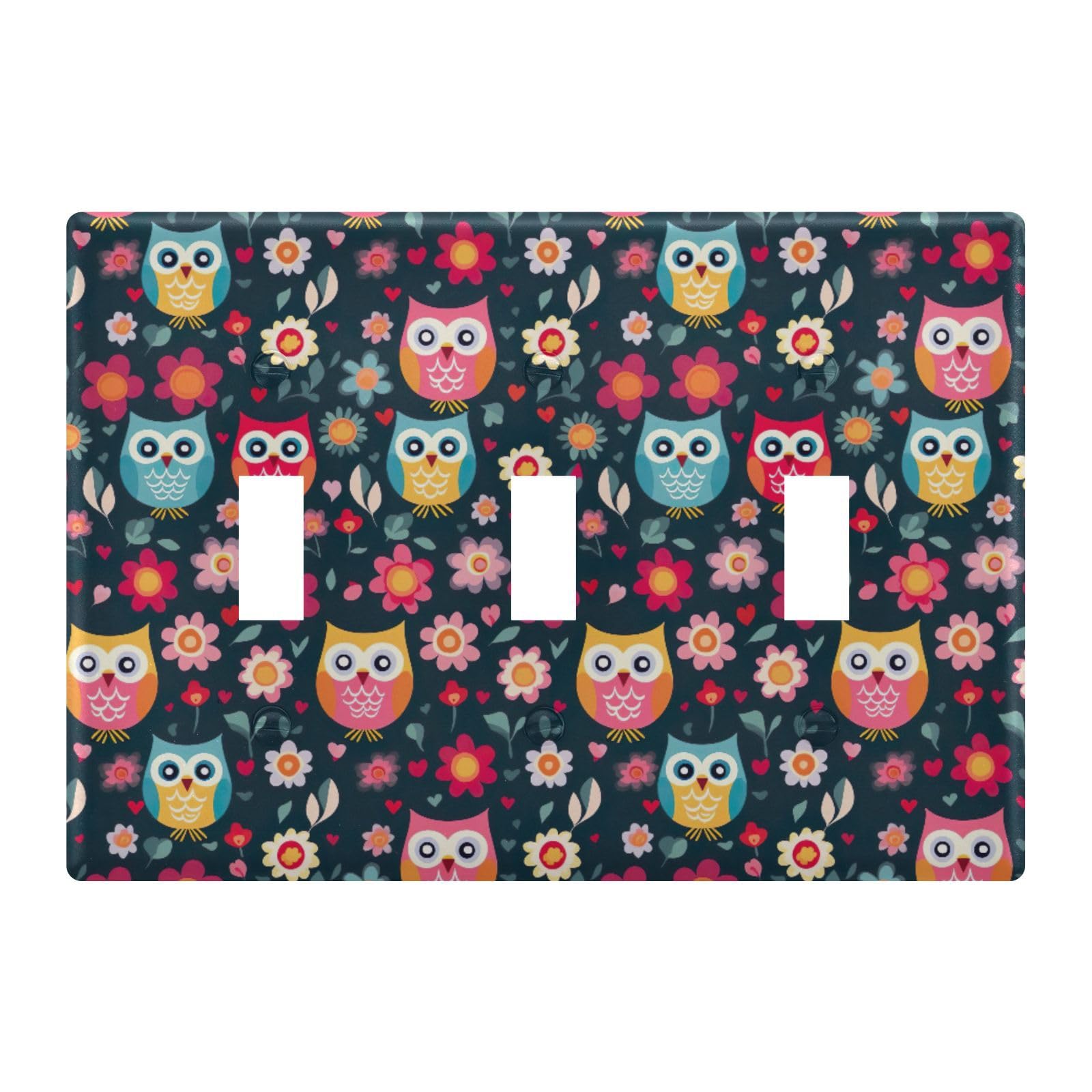 Light Switch Cover Cute Owl Wall Plates for Electrical Outlets 3 Gang 202a8641
