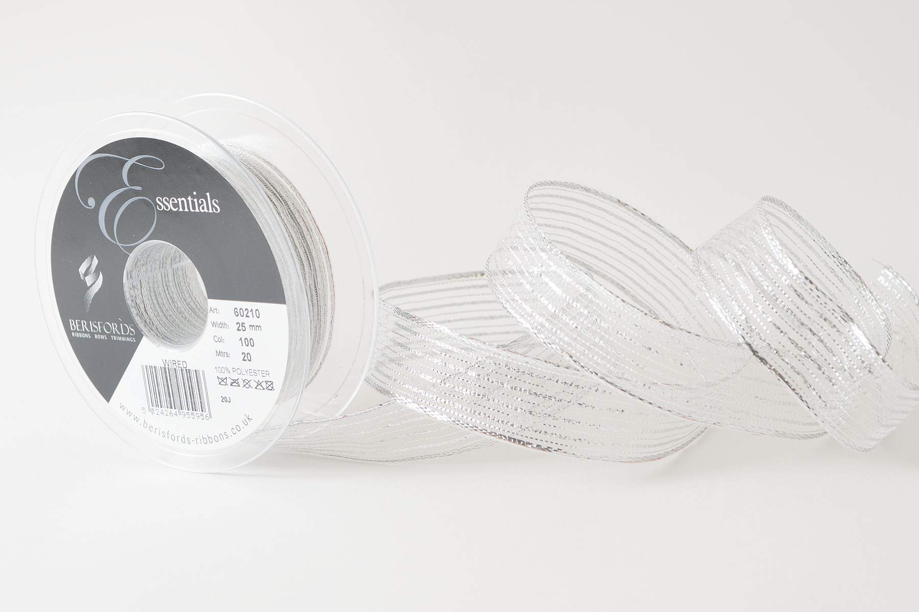 Berisfords Silver Ribbon, 25Mm