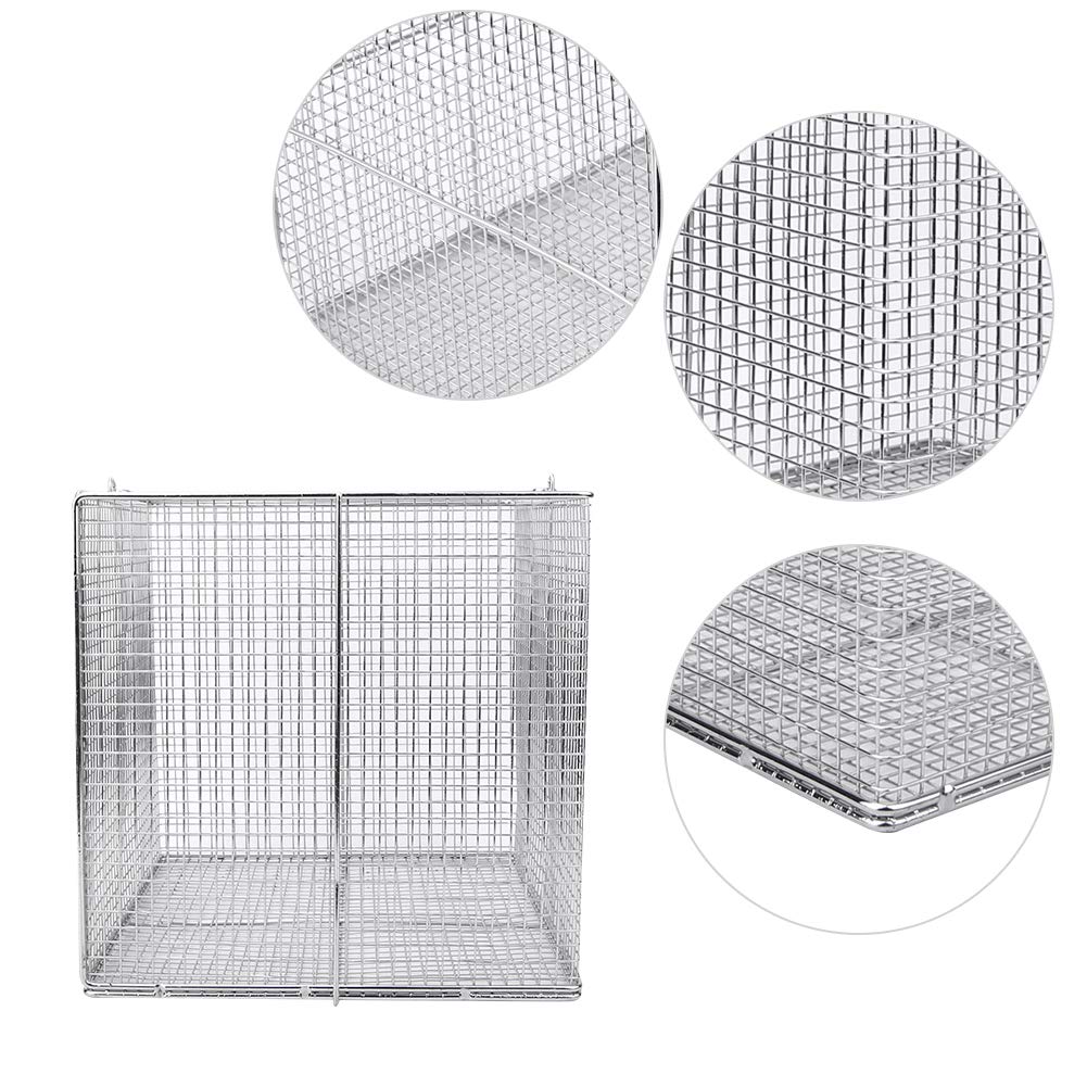 Atyhao Cestello per la Pulizia Universale, per cestello in Acciaio Inossidabile per Strumenti di Pulizia con per Laboratorio(Quadrato 200x200x200mm)