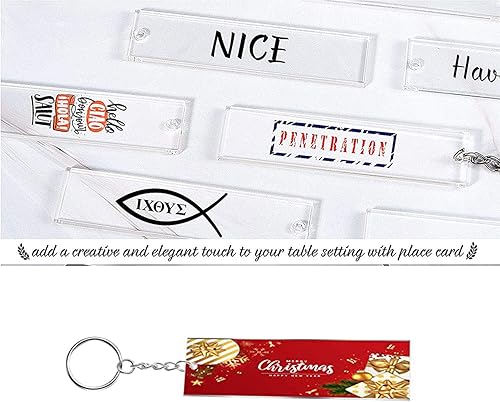 Miniatura 4 de Llavero acrílico en blanco, juego de 144 llaveros transparentes, incluye 48 piezas rectangulares de acrílico transparente en blanco (0.8 x 3.1 in),