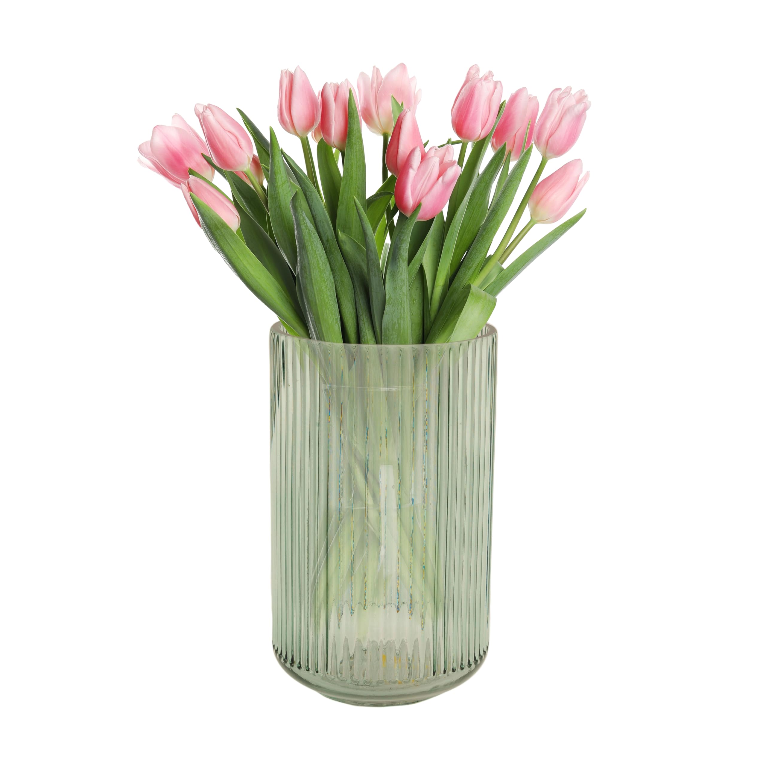 Point-Virgule Jarrón, decoración para salón, jarrones de flores de cristal, hermoso, verde, 12,5 x 22,7 cm