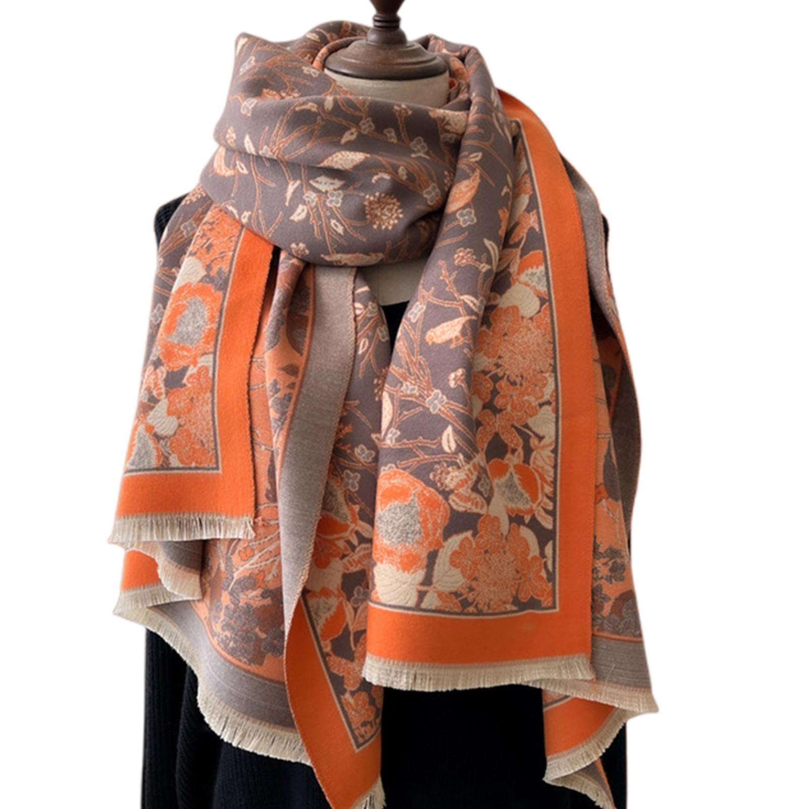 URYYRIT Sciarpa Sciarpa Invernale da Donna Warm Spesso A Scialle Spesso da Donna Stampa di Moda Cashmere Turban Grovet Shawl Floral