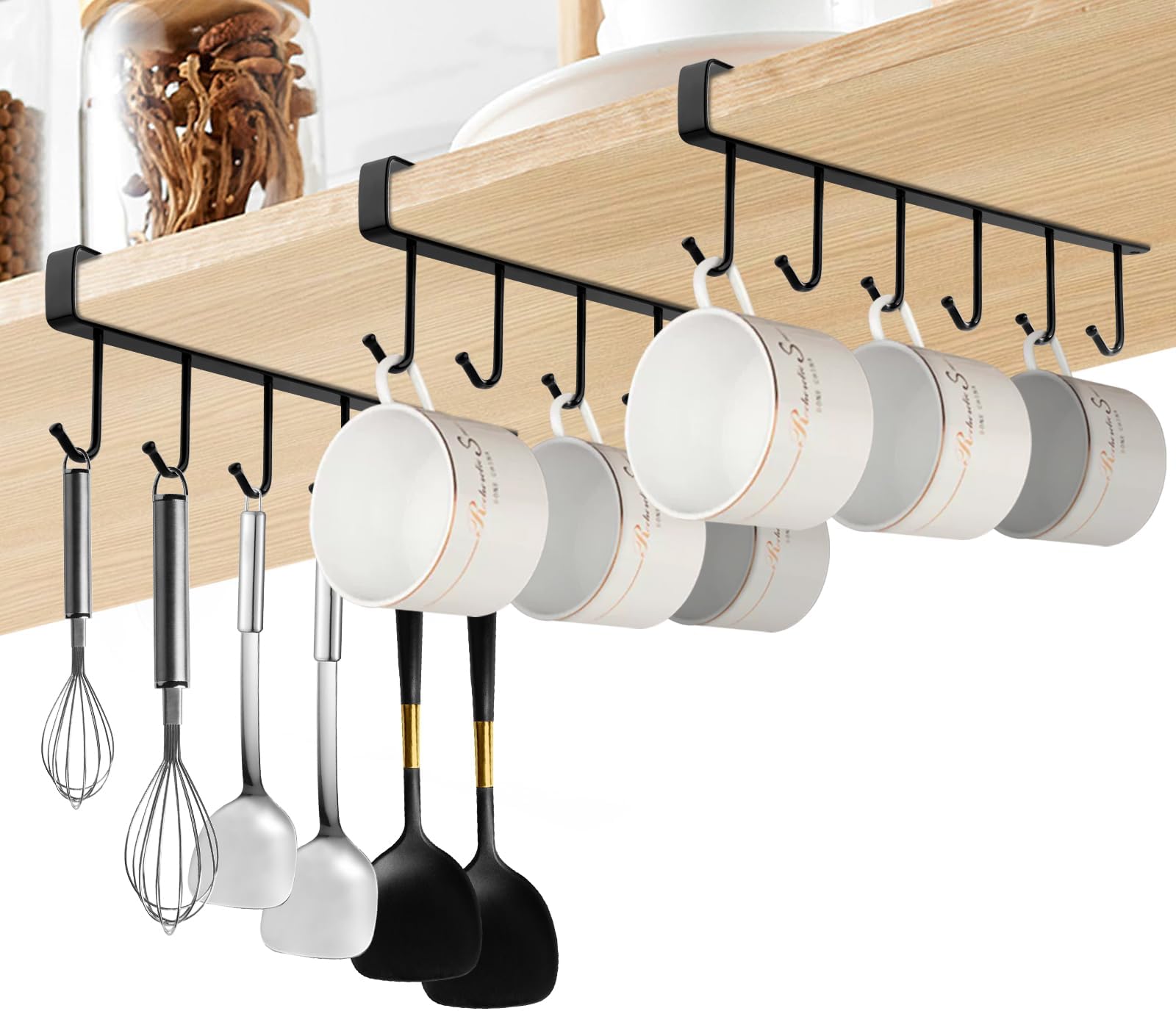 Crochets Ustensiles Cuisine Rotatifs 360° Sous Armoire - Lot De 2 (Neufs)