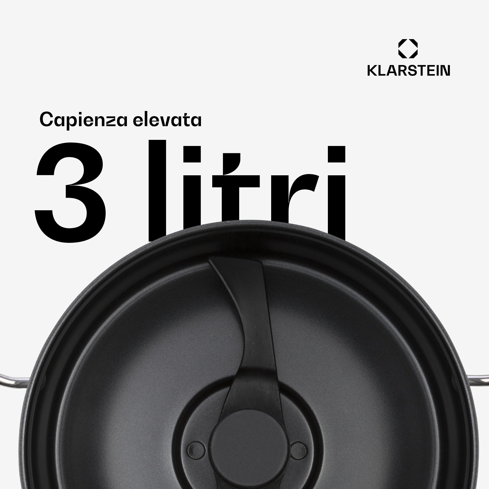 KLARSTEIN Jam Session - Bollitore per Marmellata e Gelatina, 1000W, 2 Programmi Automatici, Tempo di Cottura Regolabile, Pentola interna Rivestita, Lavabile in Lavastoviglie, Volume 3 Litri