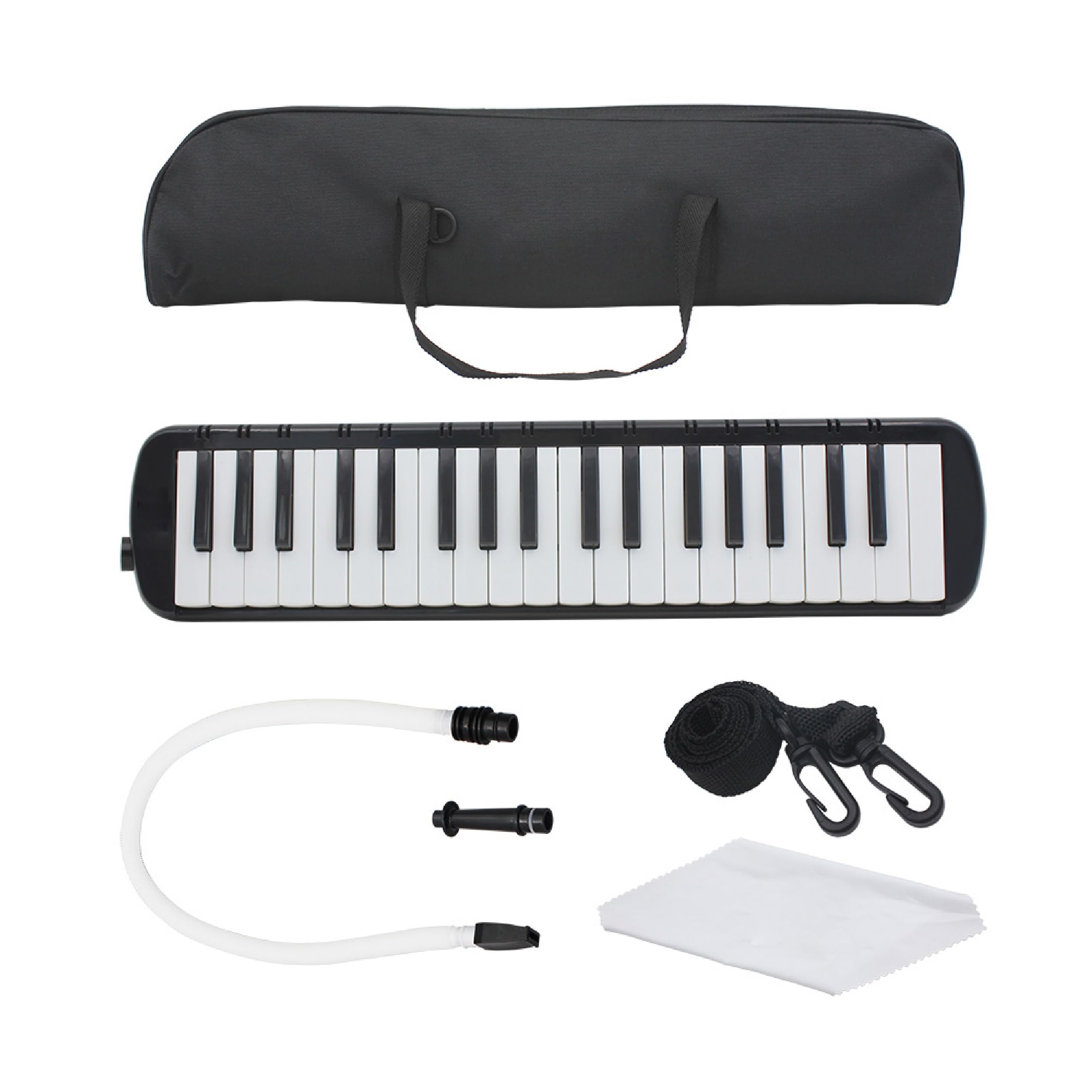 Piano Mélodica Professionnel, Clavier à 37 Touches, Noir, avec Sac