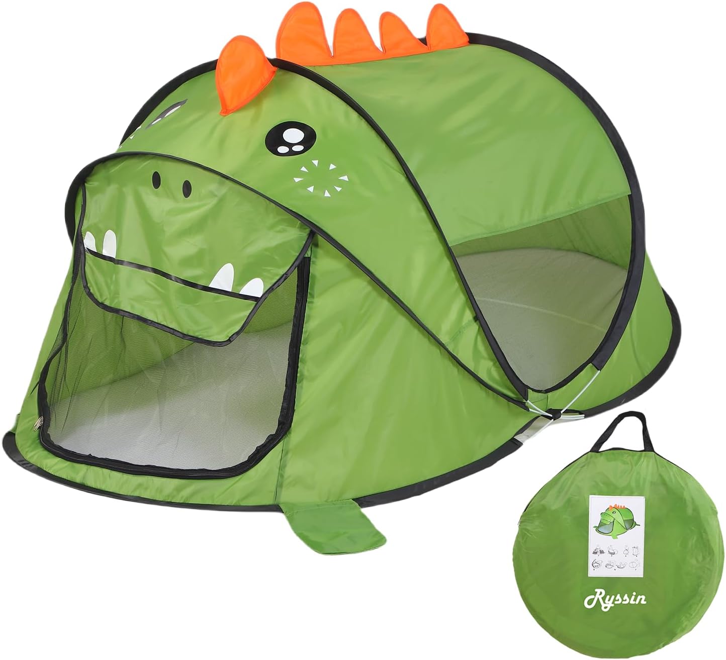 pop up kids play tent, foldable kids playhouse indoor outdoor toys tents for boys girls toddlers birthday with portable storage bag, green dinosaur green dinosaur tent