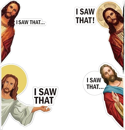 8 piezas de calcomanías I Saw That Sticker PET para autos, calcomanías divertidas para vehículos, camiones, ventanas, portátiles, botellas de agua,