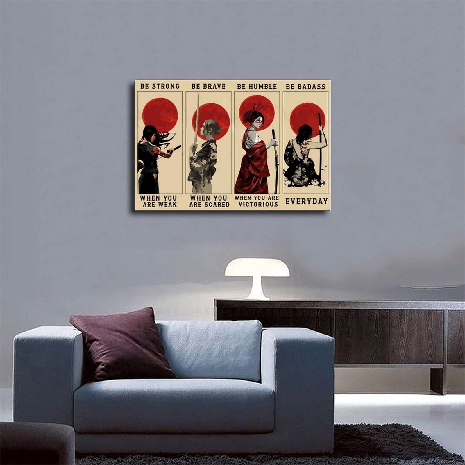 Stampa Su Tela Samurai Giapponese - Quadro Moderno Armatura Decorazione Parete 40,6x61 Cm - 3
