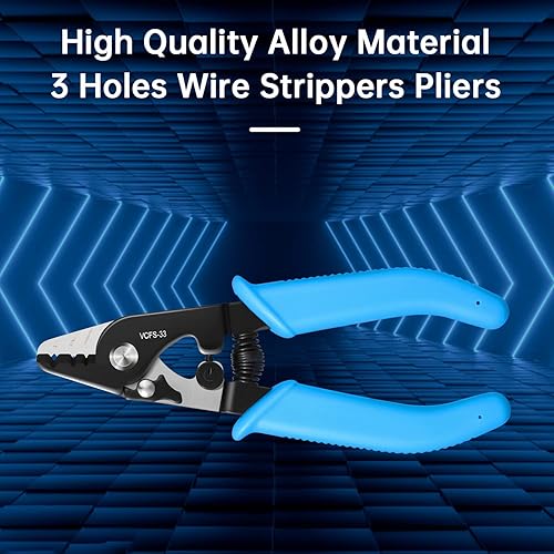 Miniatura 3 de VCFS-33 - Pelador de fibra óptica de 3 puertos con mango de 6 pulgadas, llave hexagonal ajustable para chaqueta, amortiguador y pelado de