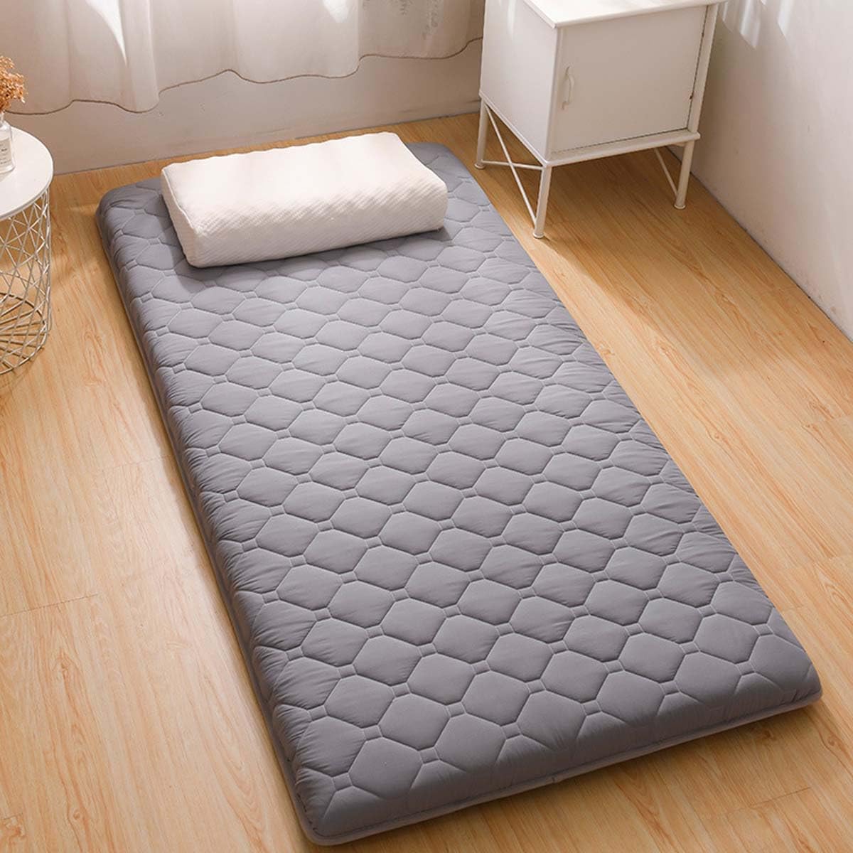 Danchen Matelas futon japonais, tapis de sol en tatami doux pour adultes, coussin portable pliable pour camping et voiture, matelas de lit d’appoint pour dortoir (80x190cm,G)