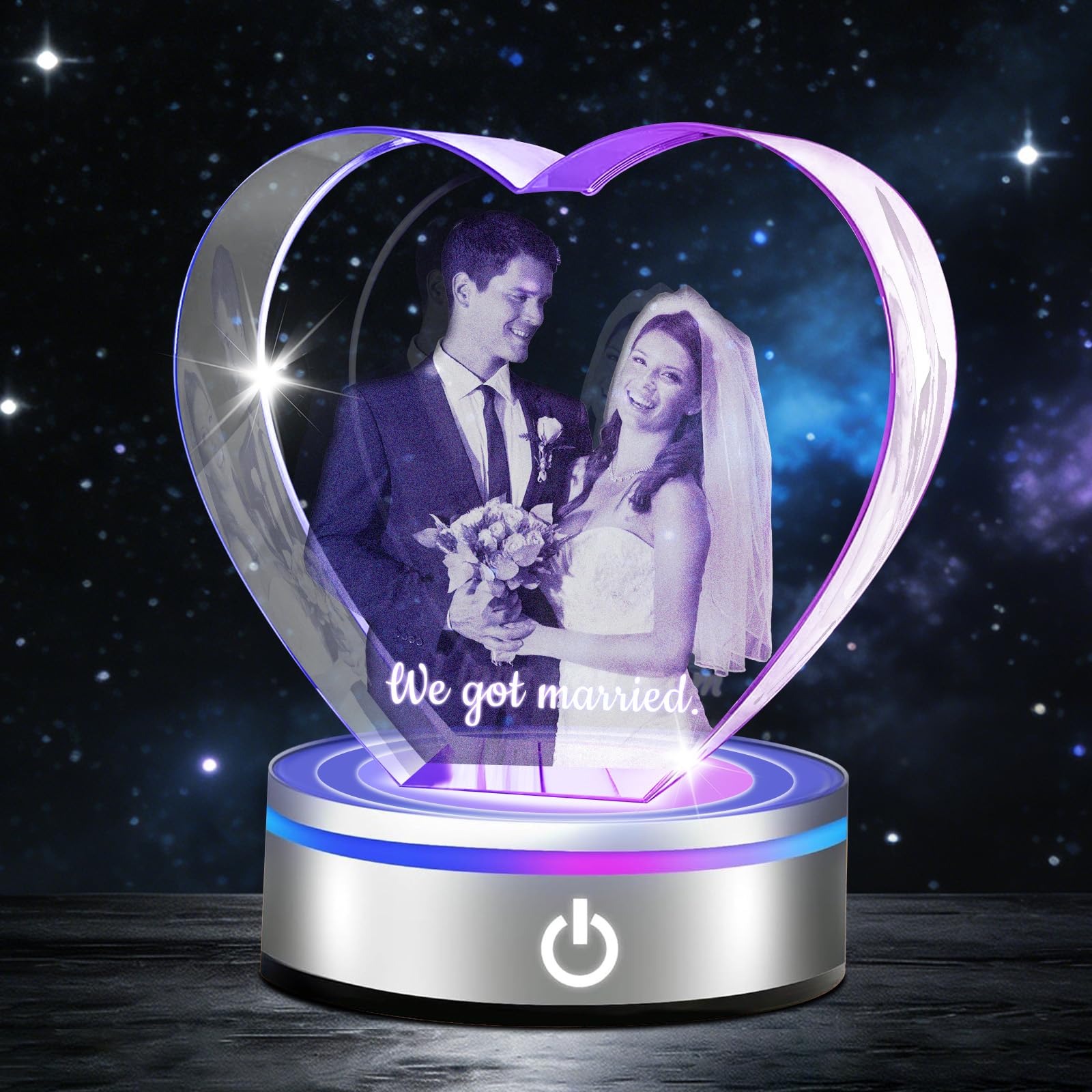 Personalised 3D Crystal Photo, Custom Engraved Picture in Crystal, Heart Shaped Memorial Keepsake Gift for Mum, Dad, Family, Son Daughter, Mother’s Day Gift — image 1