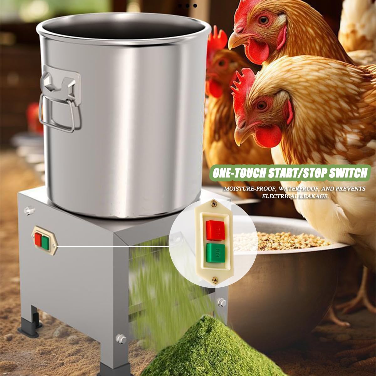 Procesador de alimentos comercial, picador de verduras multifuncional de 3500 rpm, acero inoxidable, puerto de alimentación grande, rallador profesional para alimentación de animales