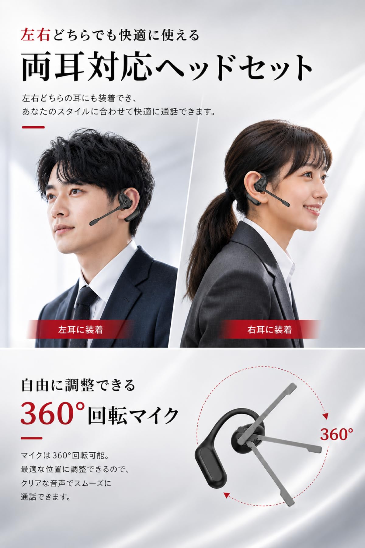 Earaku MicCuff Bluetoothヘッドセット マイク付き 脱着式オープン型