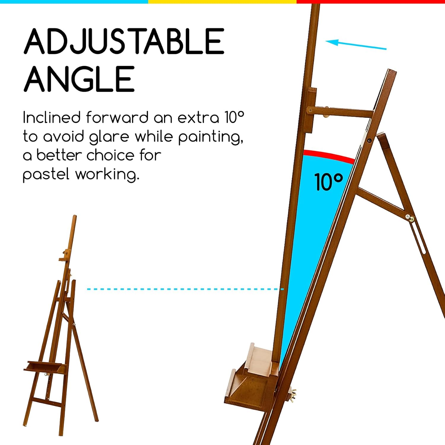 MEEDEN Art Easel Stand: Solid Beech Wood Painting Easel Stand with Storage Tray- Adjustable A Frame Artist Easel for Painting, Hold Canvas up to 48”- Perfect for Sketching, Oil Painting, Acrylics