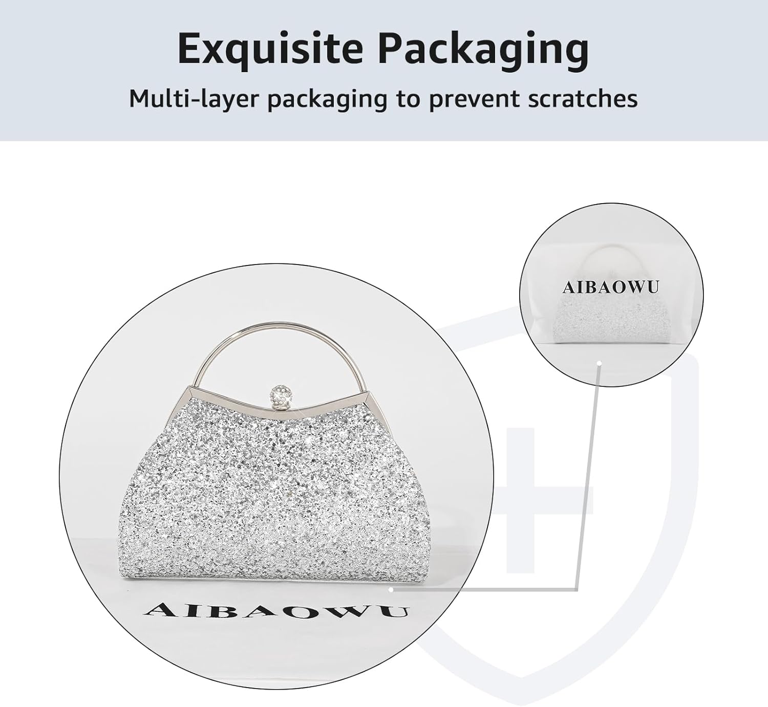 Evening Bag for Women Sparkly Handbag with Chain, Women's Shoulder Bag Pleated Clutch Purse for Wedding, Prom, Party - Image 7