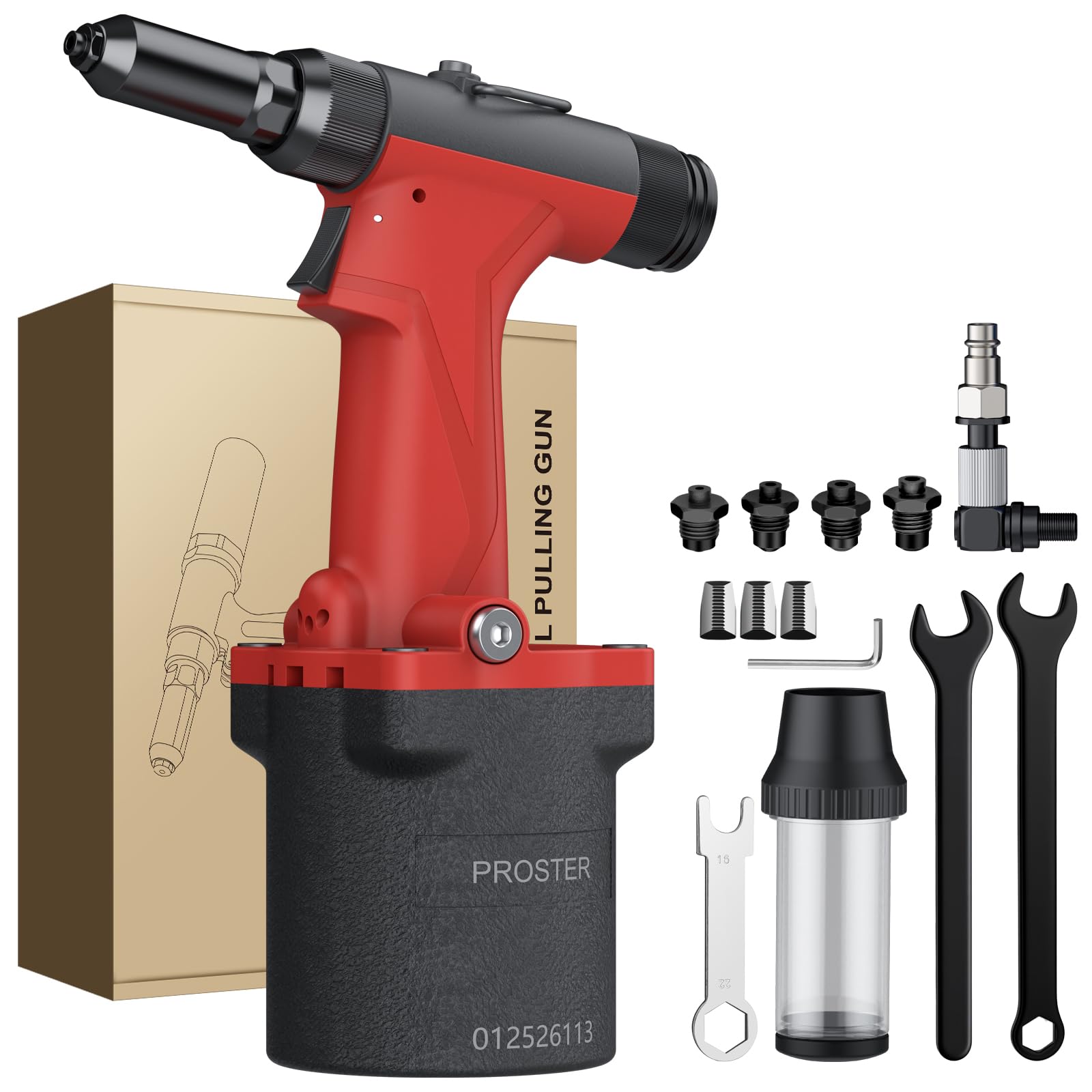 Proster Pneumatic Rivet Gun 2.4-4.8mm with 2040KGF Pull Force
