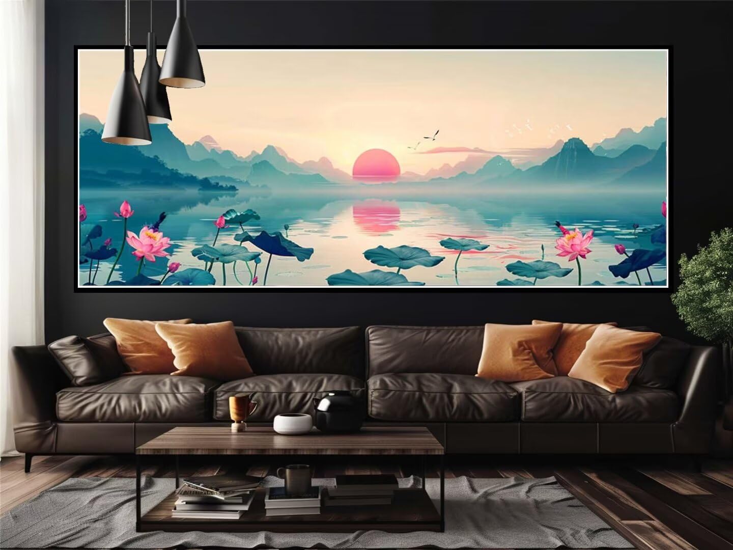 Malen Nach Zahlen Tuschemalerei Malen Nach Zahlen Erwachsene, DIY Set Ölgemälde Malen Nach Zahlen XXL, Acrylfarben Painting by Numbers Bastelset, Geschenk Wanddekoration, 50x100cm (Ohne Rahmen)-YH873