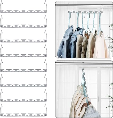 Perchas mágicas para ropa que ahorran espacio, resistentes de metal, organizador de armario, armario, ahorro de espacio, paquete de 8 perchas en
