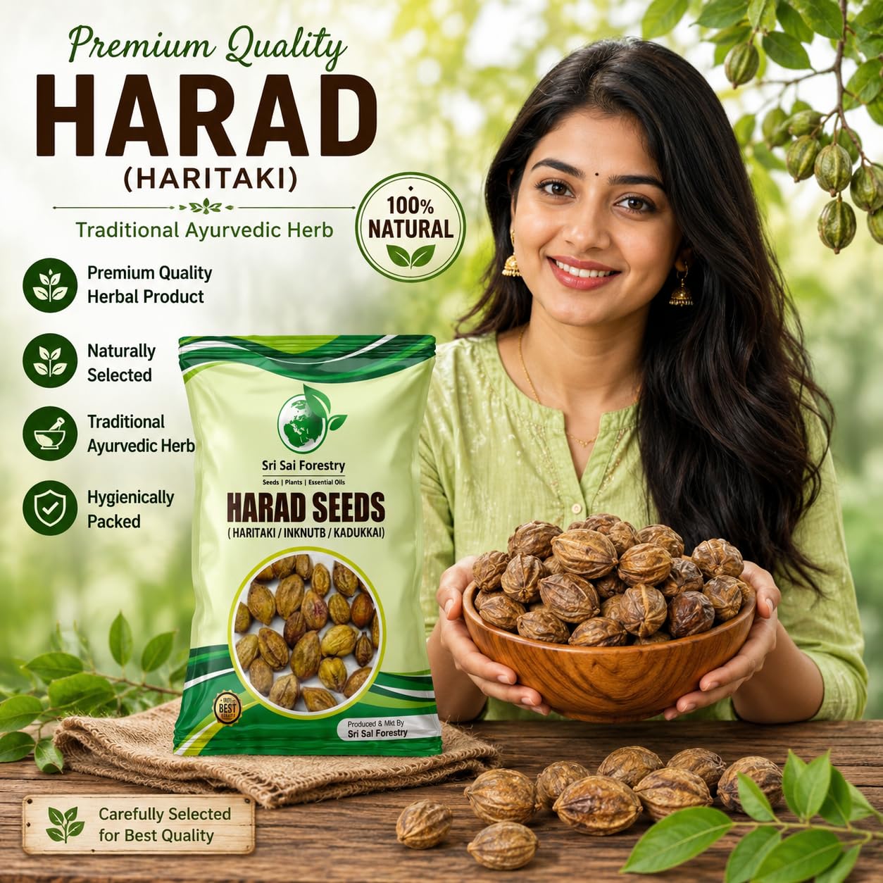 SRI SAI FORESTRY Harad Seeds 250G - Badi | Haritaki | Kadukkai | Karakkaya | Terminalia Chebula | Karakaya | Ink Nut Seed for Dark Circle & Medicine 1