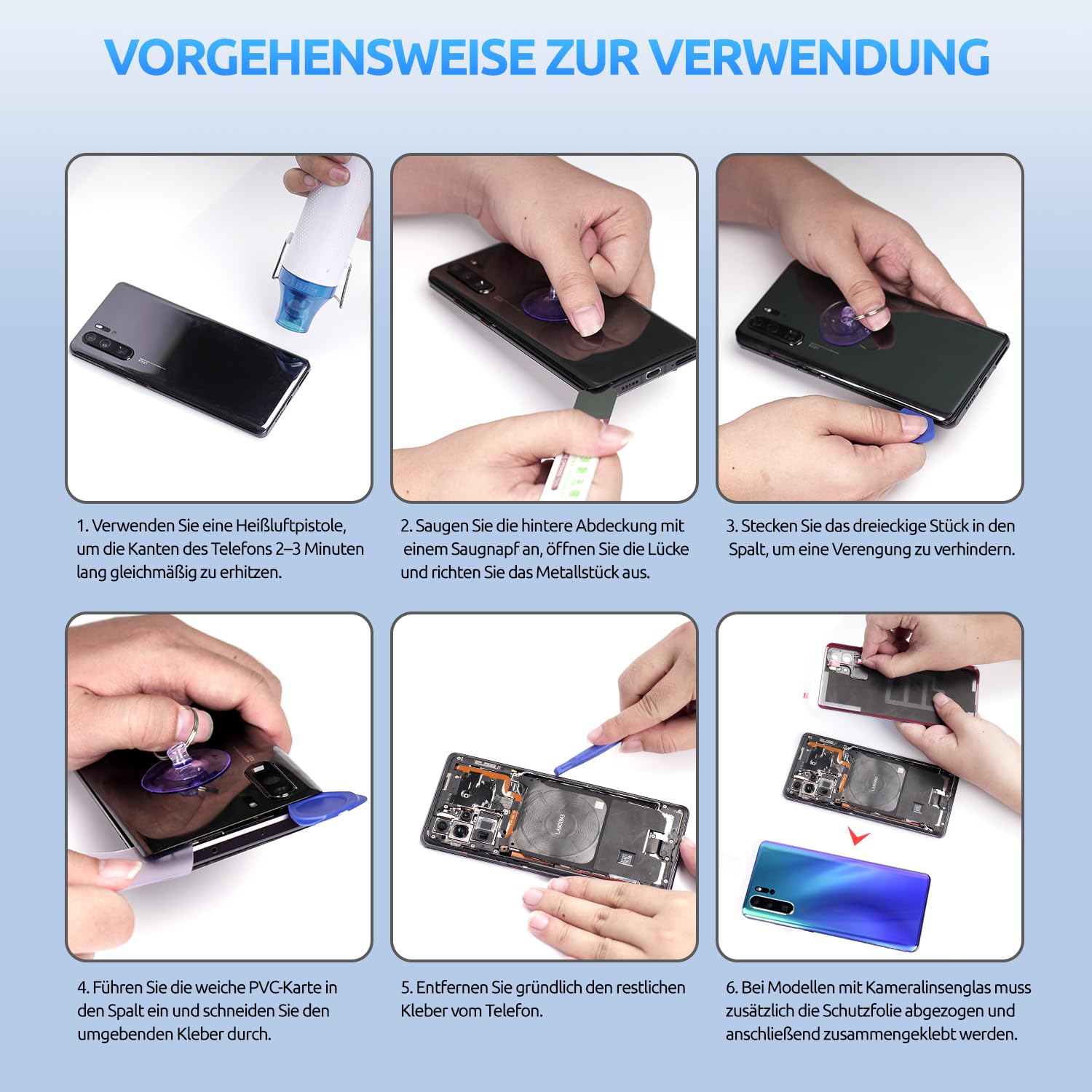 Akkudeckel für Samsung Galaxy A55 SM-A556 Schwarz | Backcover Original Qualität Rückseite Akkudeckel Rückseite Glas Back Glass Backcover Glas mit Kameraglas Reparatur Set.