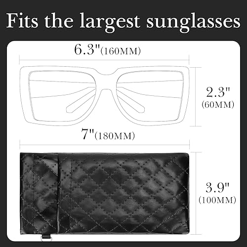 Vista 2 de Linkidea Funda extra grande para lentes de sol, de cuero vegano, organizador suave compatible con GG0595S GG0875S RB4098 RB3825 RB4376 PO3352S