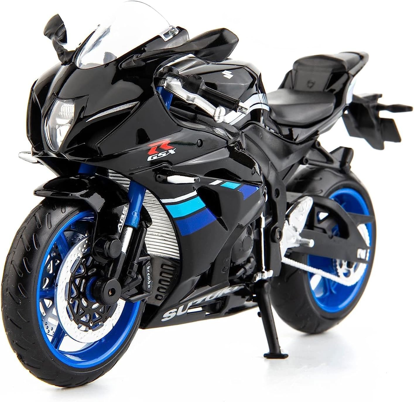 MSZ METAL SPEED ZONE 1/12 Compatible for Suzuki GSX-R1000 Motorcycle Toy,Collector Motorcycle Modle with Display Stand,Toy Motorcycles for 3-9 Year Old Boys Black