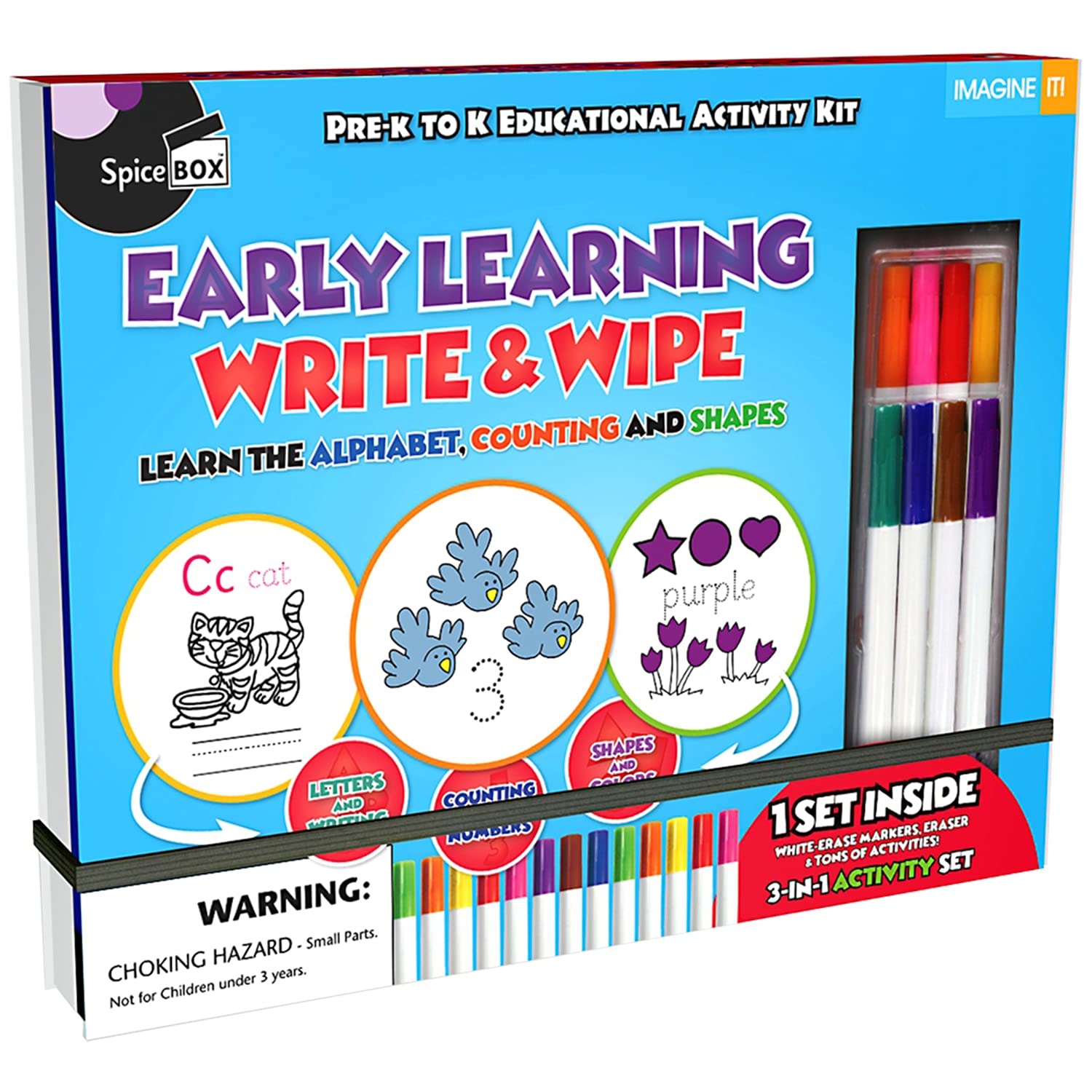 Amazon.com: Spicebox Children's Art Kits Imagine It Early Learning Write &  Wipe , 9 Fun Learning Activities, Preschool Learning For Kids : Everything  Else
