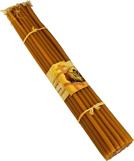 Holy Land Market Beeswax Honey Color Easter Candles - 33 Count - Traditional Religious Candles