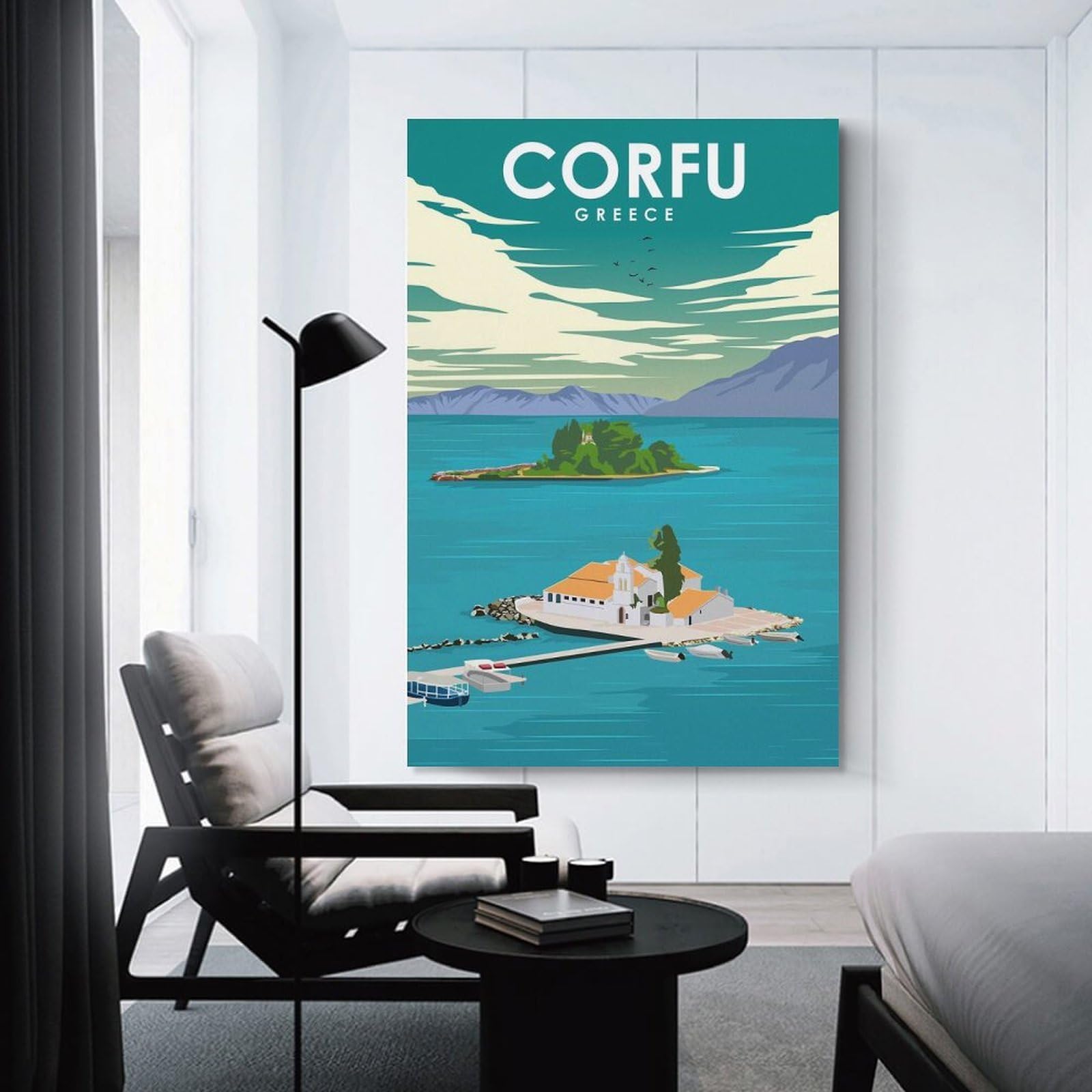 Junmoney Corfu Greece Travel (2) Home Decor Wall Art, 16x24inch(40x60cm), for Lounge, Bedroom Or Personal Spaces, Gift Idea for Housewarming And Birthdays