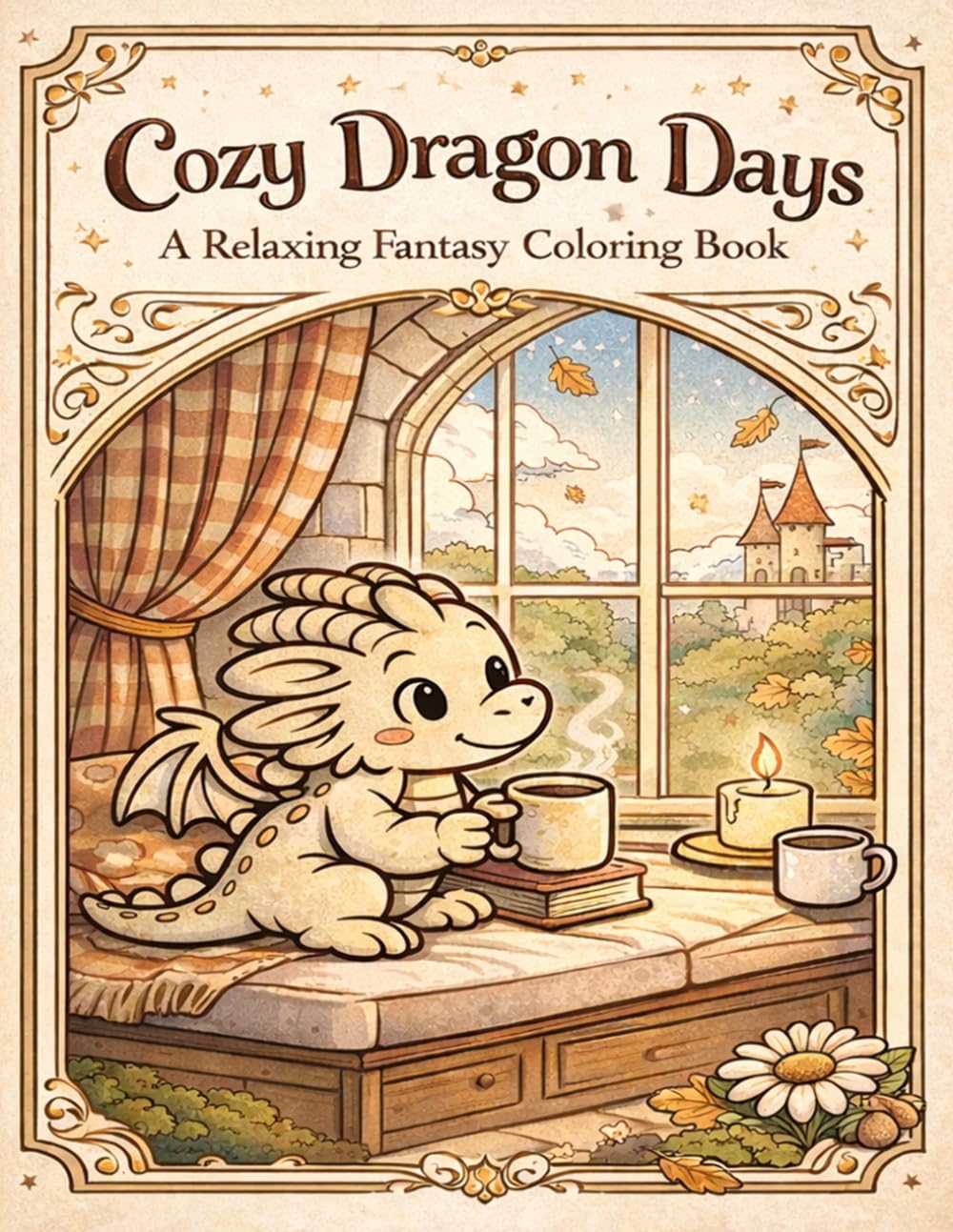 Cozy Dragon Days: A Relaxing Fantasy Coloring Book: Cute Magical Scenes for Stress Relief, Mindfulness, and Cozy Creativity