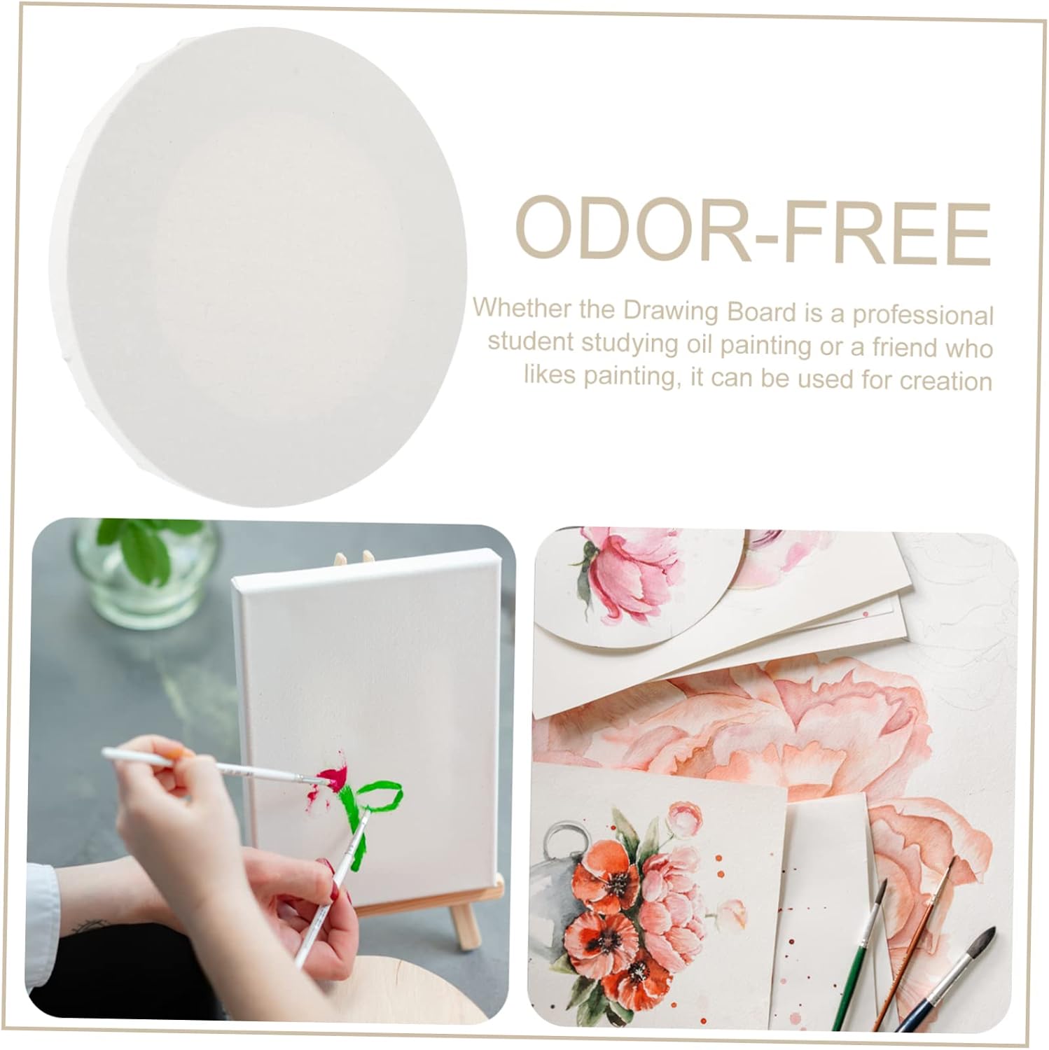 Portable Oil Painting Board Round Edges Wooden Art Panel for DIY Projects Shape for Beginners and Art Students