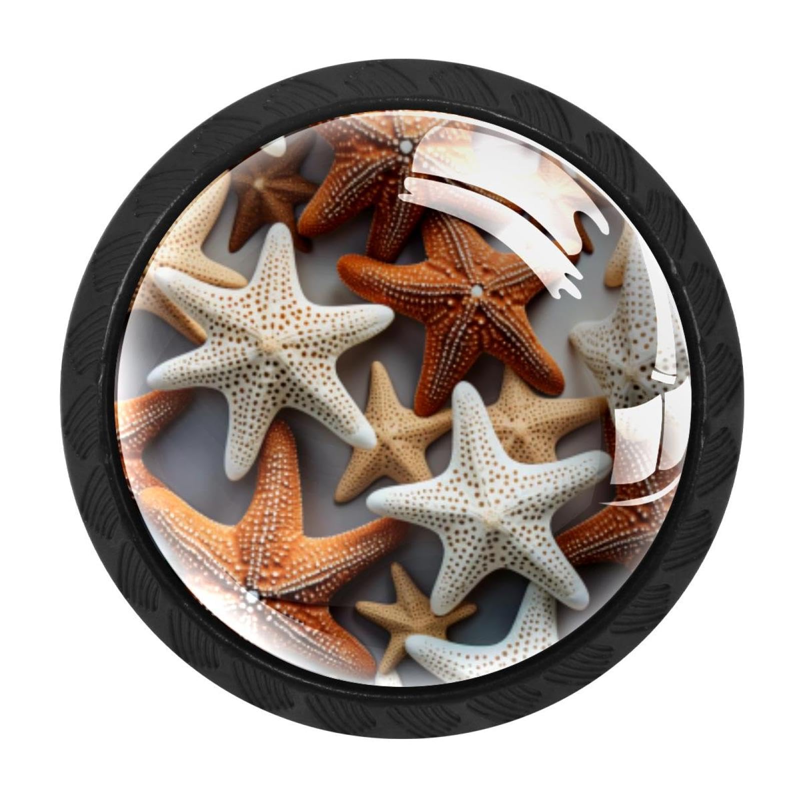 Chenzzzz Multicolored 04 4 Pack Black Starfish Kitchen Handles, Cabinet Pulls Hardware For Cupboard Drawer Knobs Dresser Pulls