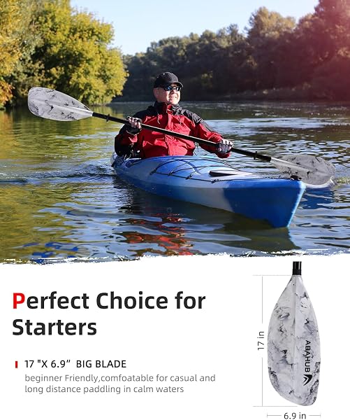 Abahub Pagaia Kayak 210 cm a 230 cm Regolabile Alluminio Doppia Remi Kayak Paddle Pagaie da Kayak per Kayak Barca a Remi Canoa Gambo in Lega di Alluminio Lame in Plasticain 12 Colori - 4