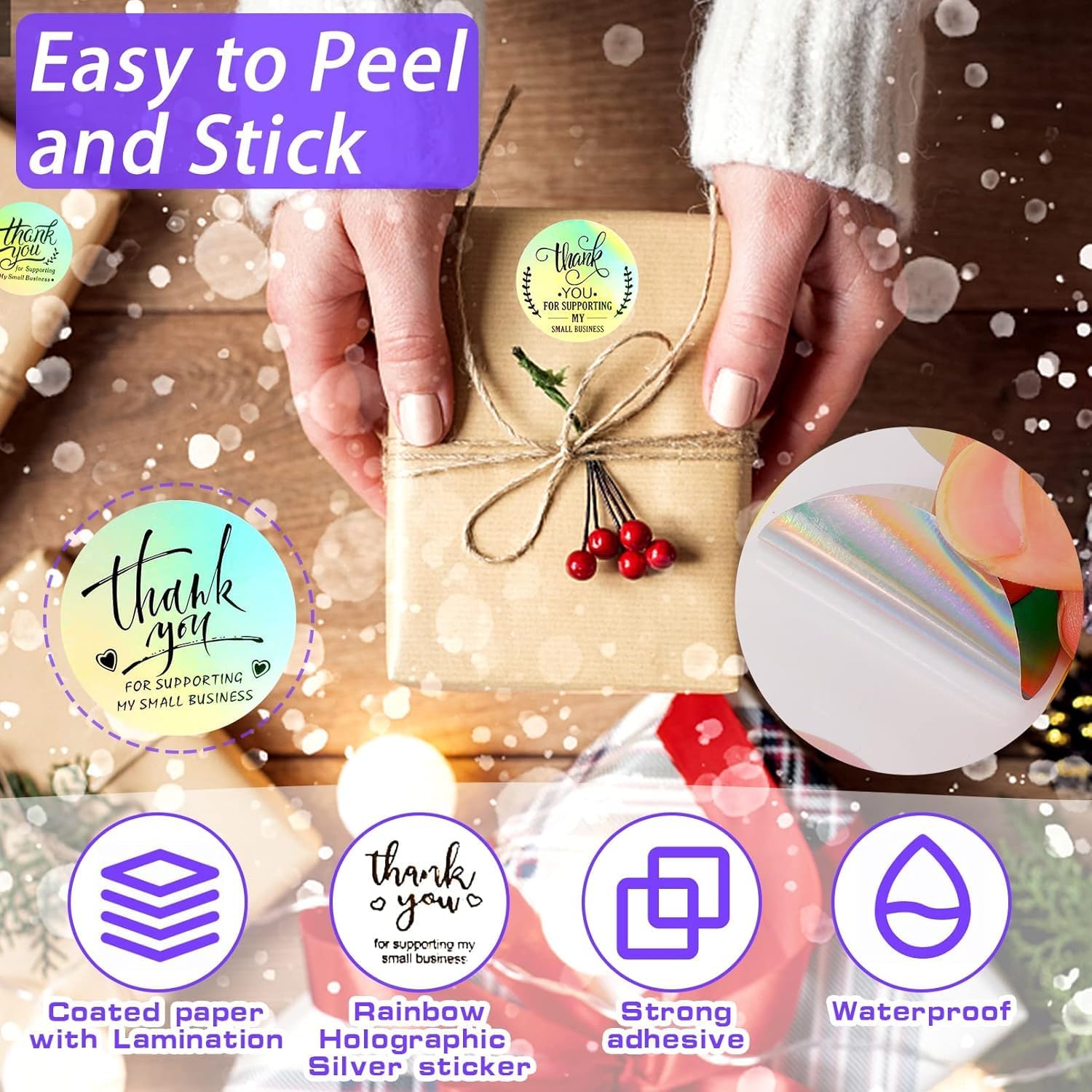 1120pc Set: 1000pc 1.5in Stickers, 120pc Cards, Roll Set for Envelopes & Retail - Image 4