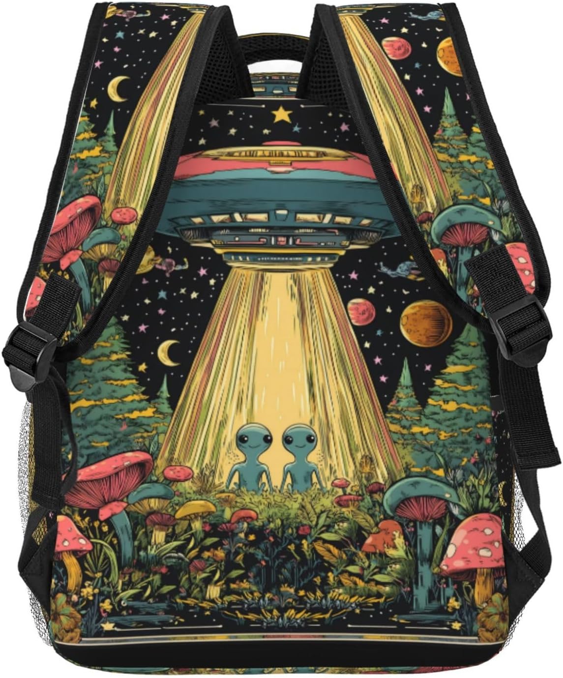 Alien and Ufo Casual Backpack, Lightweight Laptop Bag Daypack, Planet and Space Star Backpacks for Women Men Teens Students, Sci-Fi Polyester Bookbag Gifts for School Work Travel Hiking image 2
