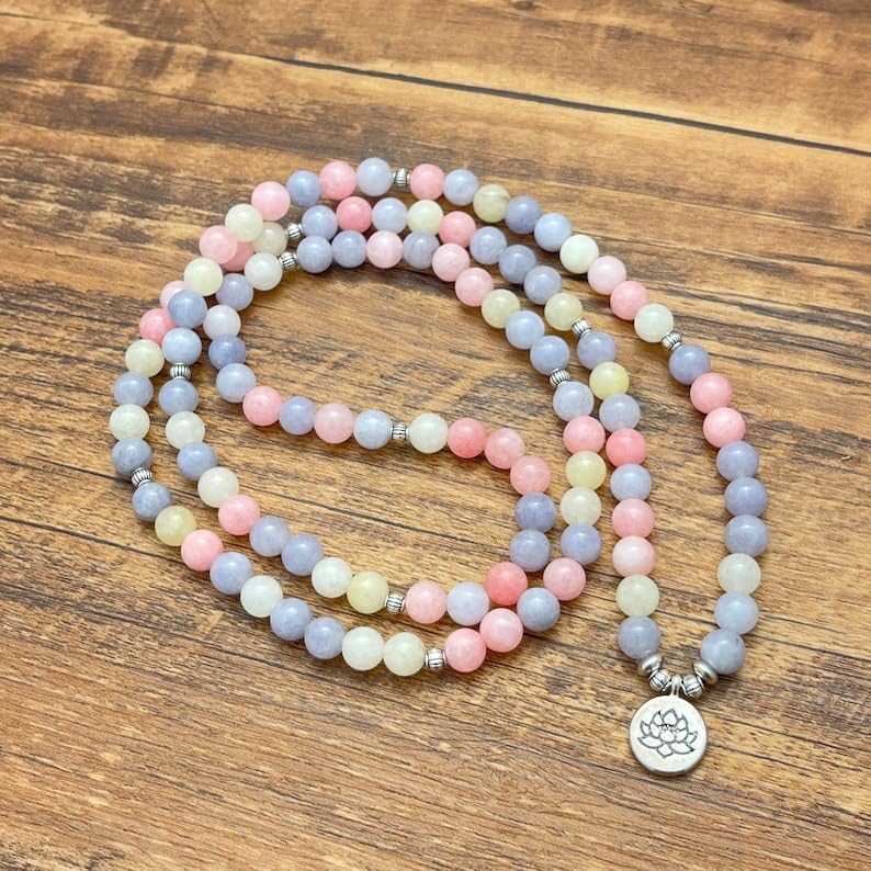 Naturalny kamień szlachetny 6 mm 108 koraliki mala, duchowe, koraliki medytacyjne, Reiki, Japa Mala, buddyjskie koraliki modlitewne, bransoletka do jogi, koraliki lecznicze LKMALA-RRGU-8