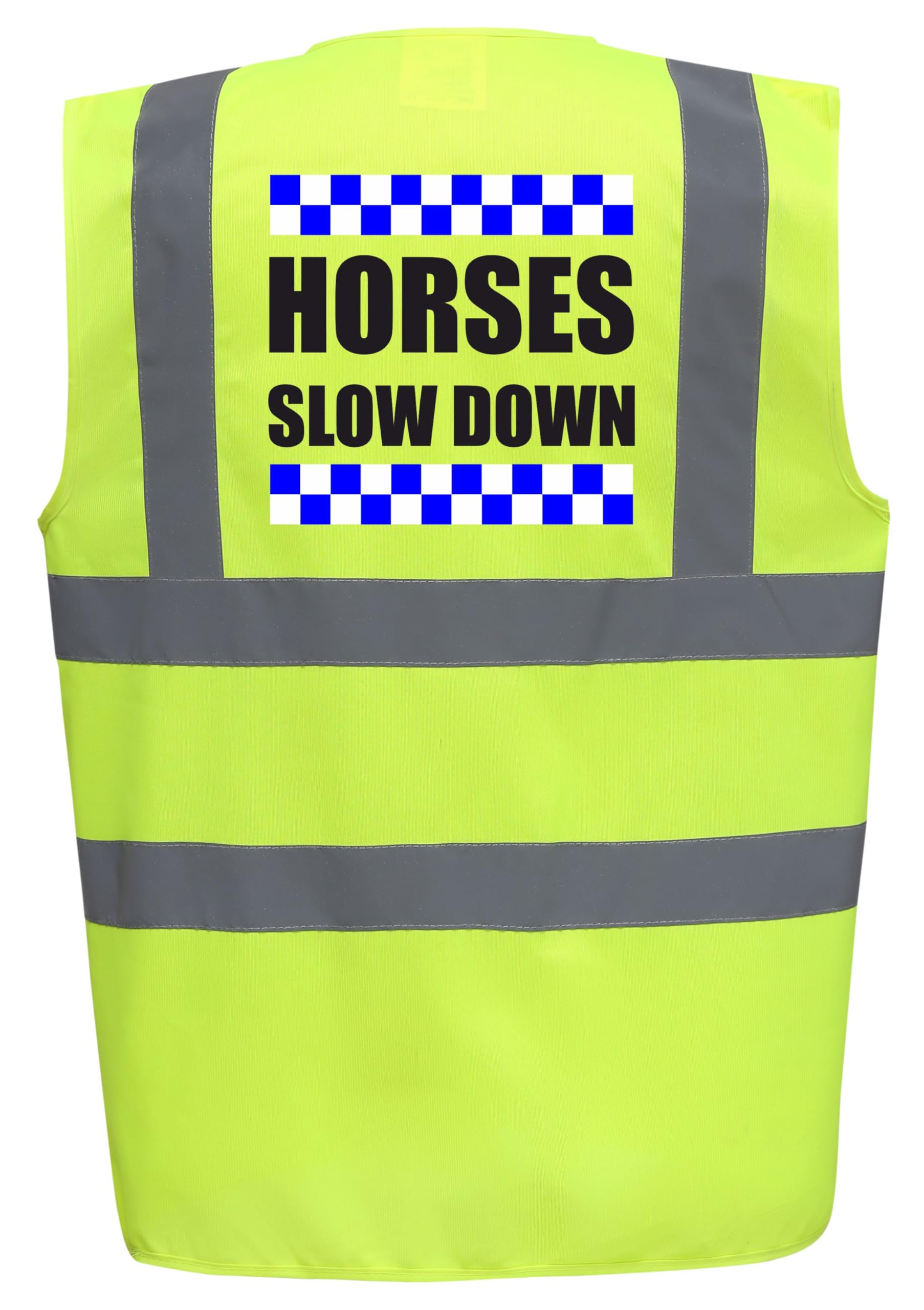Brook Hi Vis Uk Unisex Yellow Equestrian Sillitoe Horses Slow Down Hi Viz Vis Vest Horse Riding Equine Safe Reflective Waistcoat Jacket Road Safety Visibility Medium