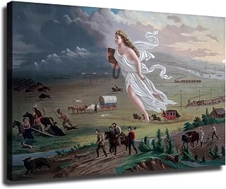 John Gast American Progress 1872 Vintage Poster, Manifest Destiny US History Wall Art, Canvas Art Painting Print Suitable For Hallway Bedroom Living Room And Other Home Decor (08×12 inch,No Framed)