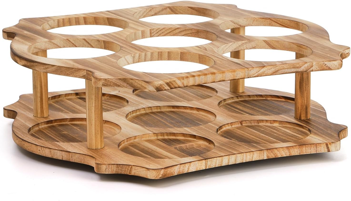 Kingrol Organizer per sciroppo di caffè, supporto rotante per 7 bottiglie per sciroppo, vino, condimenti, accessori per bar, organizer da cucina