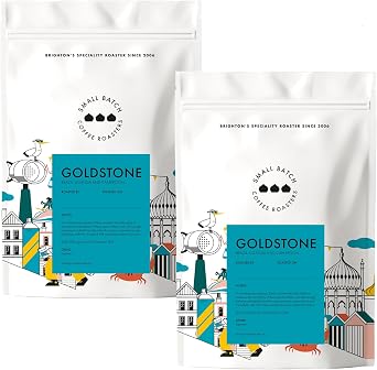 SMALL BATCH COFFEE ROASTERS Goldstone 100% Arabica Coffee Beans |Freshly Roasted Award-Winning, Specialty Grade, Hand-Roasted Espresso Blend 2x250g