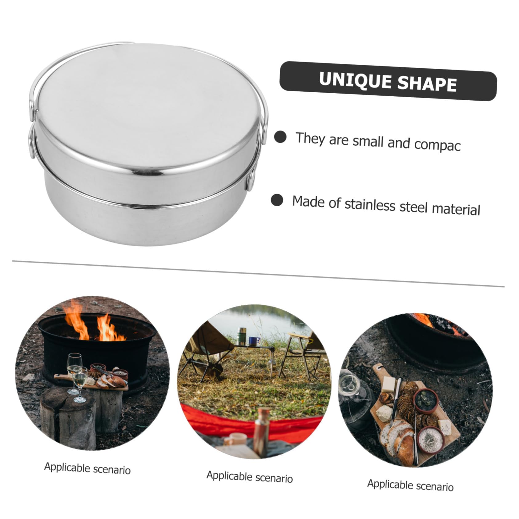BESTonZON Marmite en Acier Inoxydable pour Camping Randonnée Accessoires De Camping Ustensiles De Cuisine Légers Casseroles Kit De Cuisine Pliable Survie Petites Casseroles