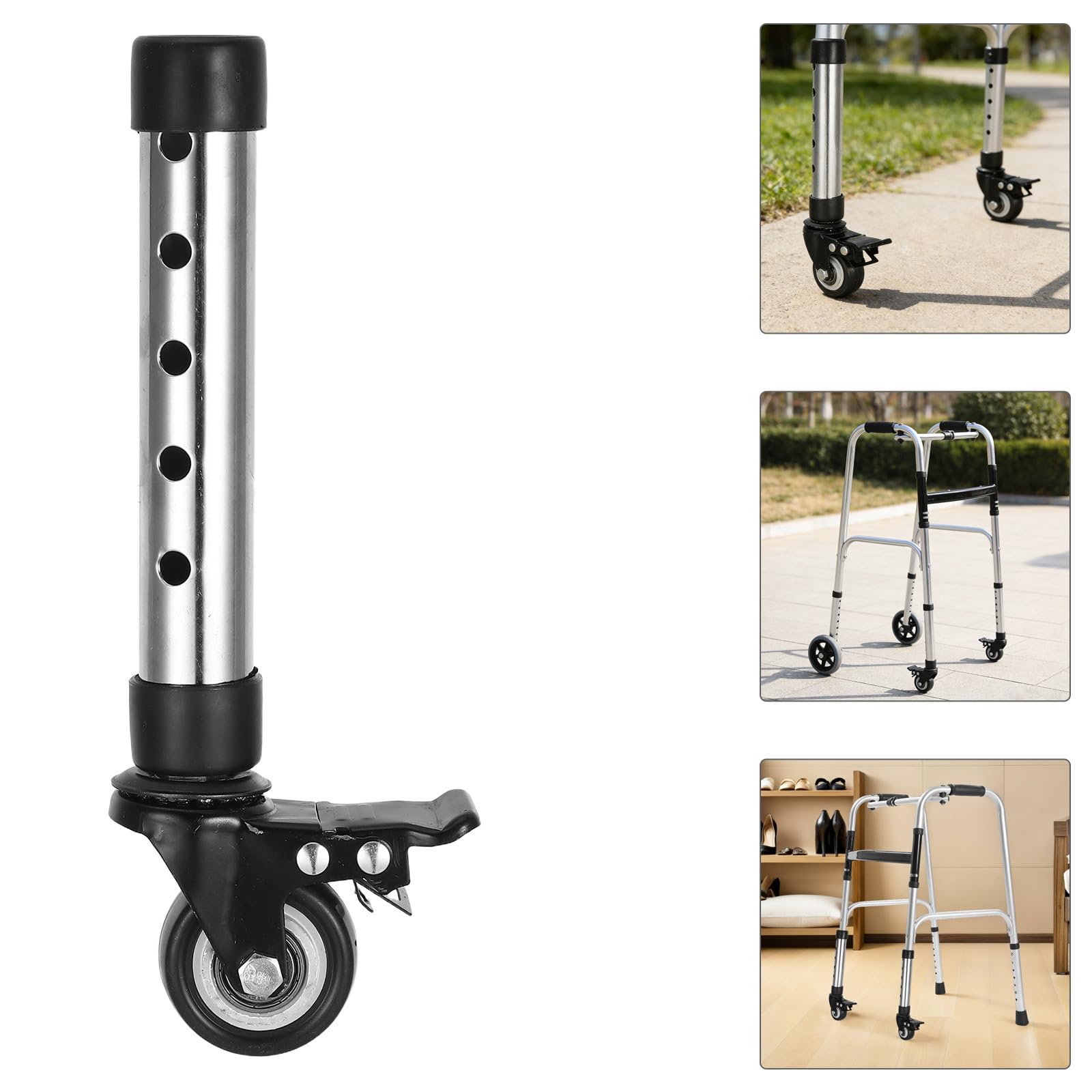 Healvian 2 Piezas Ruedas de Repuesto para Andadores para Personas Mayores Acero Inoxidable, Fácil Instalación, Ideales para Uso en Interiores Hogar