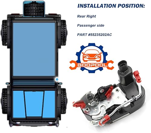 Miniatura 5 de Actuador de bloqueo de puerta trasera derecha compatible con Jeep Cherokee 1997-2001 reemplaza # 55235202AC
