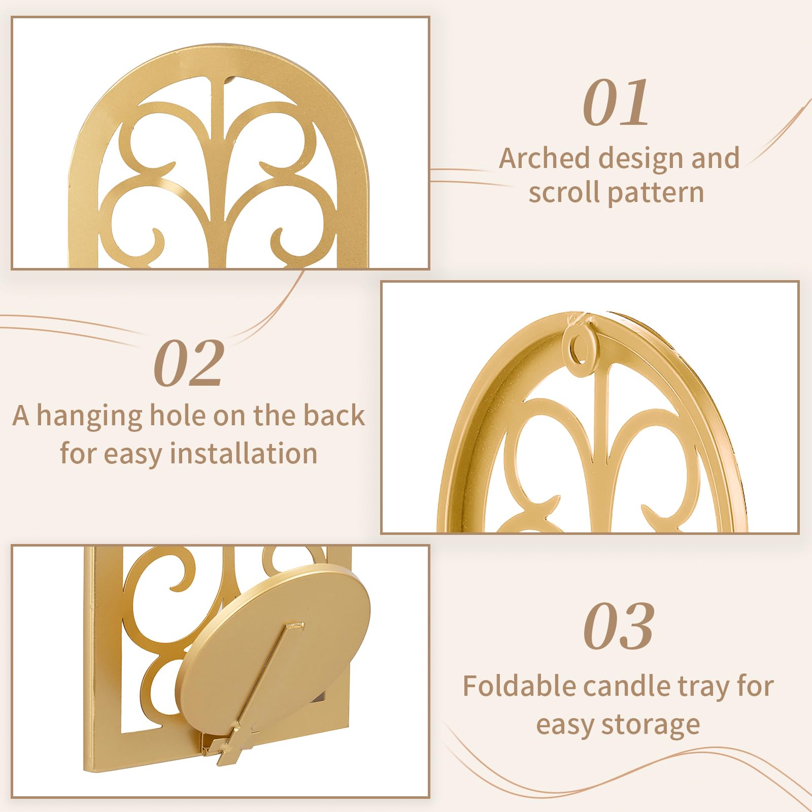 Sziqiqi Shabby Chic Bougeoir Mural Bougies Piliers - Boheme Rustique Bois Photophore Appliques Retro Campagne Bougeoire Murale Décoration pour Salon Chambre à Coucher Cheminée Esszimmer Salle de Bain