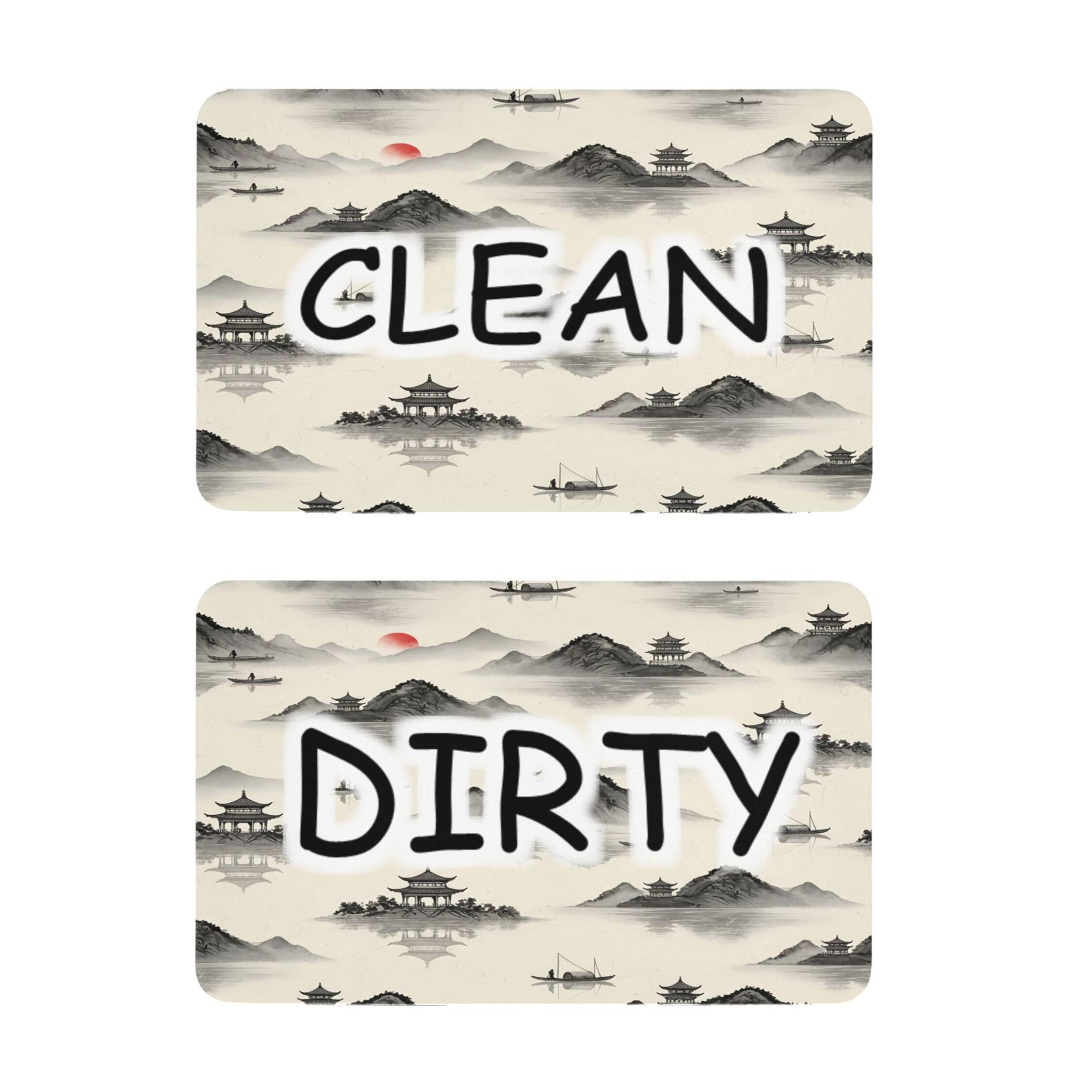 Kutsu Dishwasher Magnet Clean Dirty Sign Indicator, Pavilion Fridge Magnet, Easy to Read, 2 Pack