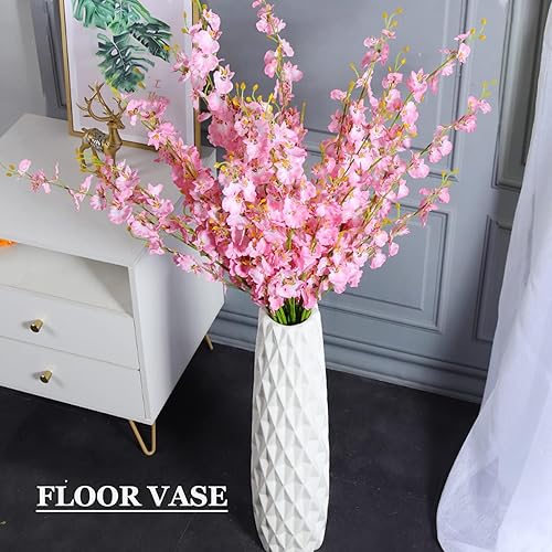 Miniatura 3 de Jarrón blanco de 18 pulgadas de alto, jarrón decorativo de cerámica para sala de estar, soporte de flores estable con textura en forma de piña para