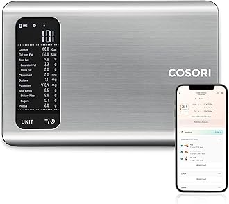 Smart Kitchen Food Scales, Free App with 1.9 million UK Food Database, Nutrition Scale with 19 Nutrients Tracking, Calorie Counting for Weight Loss&Fitness, Premium Stainless Steel, Silver